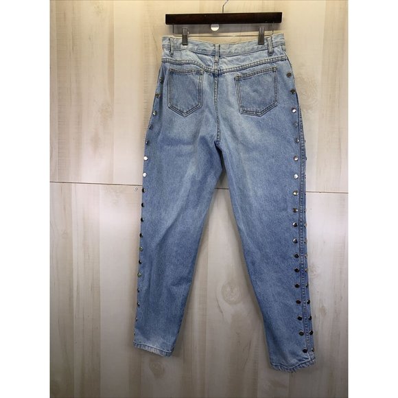 Vintage 1990s Fredricks of Hollywood Womens Acid Wash Studded Denim Mom Jeans - Picture 2 of 7